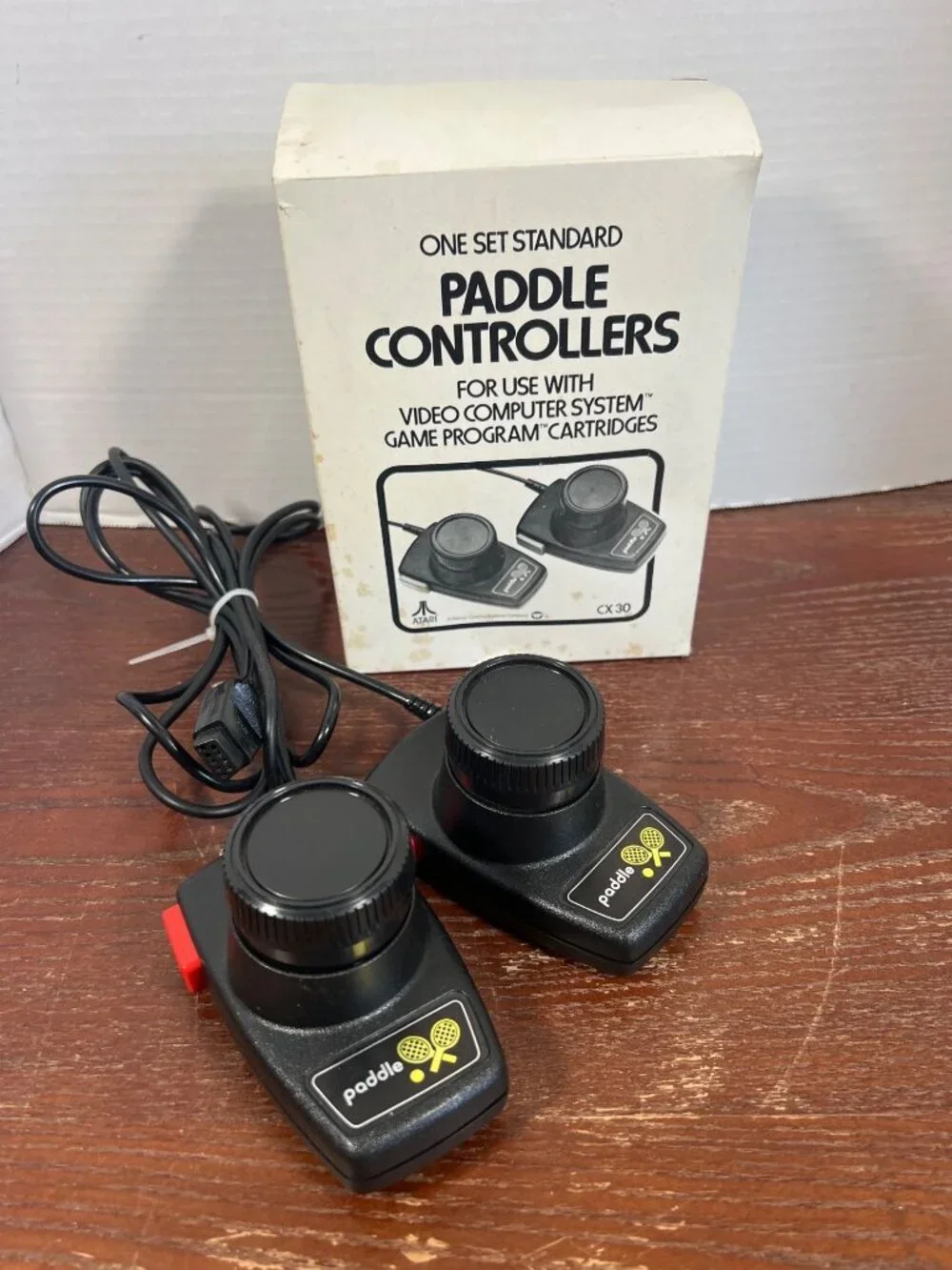 Atari CX30 Paddle Controllers Set For Video Computer System Game Program Cartrid